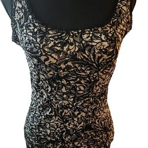 White House Black Market Black and White Lace Top